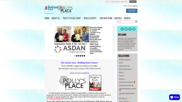 Screenshot of the The Autism Trust Limited website
