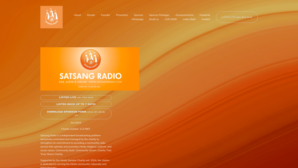 Screenshot of the Hindu Sanskar Radio website