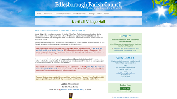 Screenshot of the Northall Village Trust website