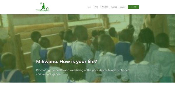Screenshot of the Mikwano Children's Trust Uganda website