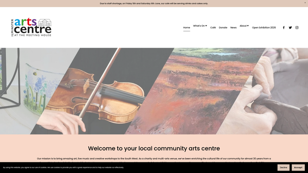 Screenshot of the The Meeting House Arts Centre Limited website