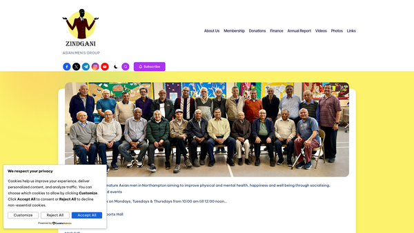 Screenshot of the Zindgani (Asian Men's Group) website