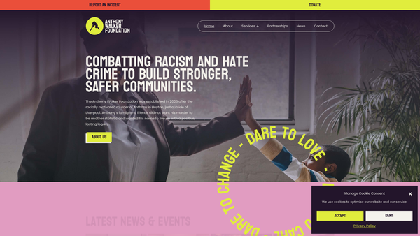 Screenshot of the The Anthony Walker Foundation website