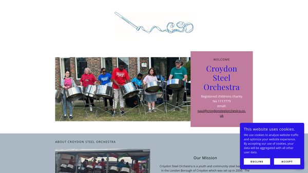 Screenshot of the Croydon Steel Orchestra website