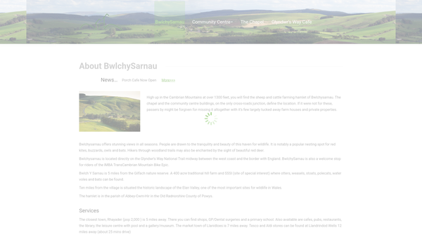 Screenshot of the Bwlchysarnau Community Centre Committee website