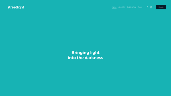 Screenshot of the The Streetlight Trust website