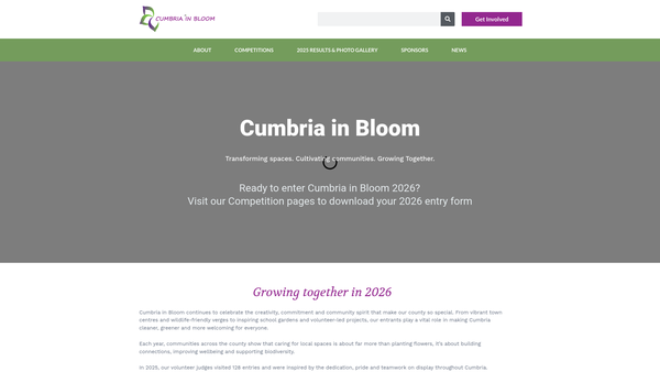 Screenshot of the Cumbria In Bloom website
