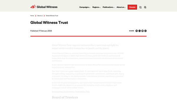 Screenshot of the Global Witness Trust website