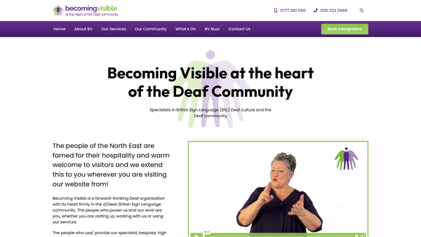 Screenshot of the Becoming Visible Limited website