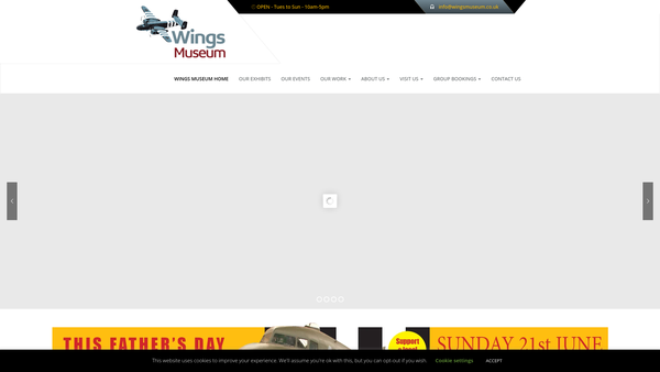 Screenshot of the The Wings Museum Limited website