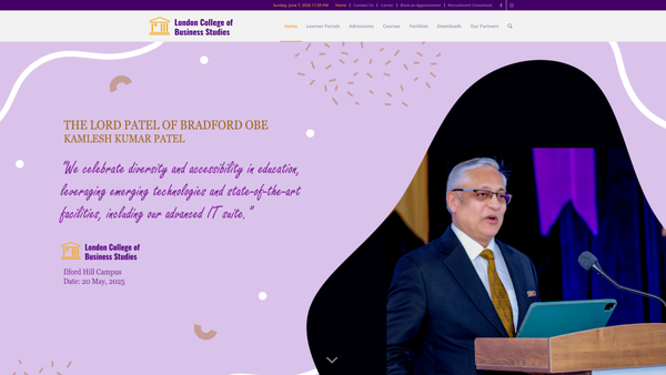 Screenshot of the London College Of Business Studies website