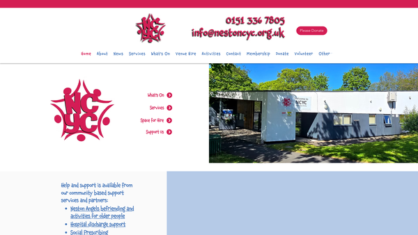 Screenshot of the Neston Community Youth Centre Limited website