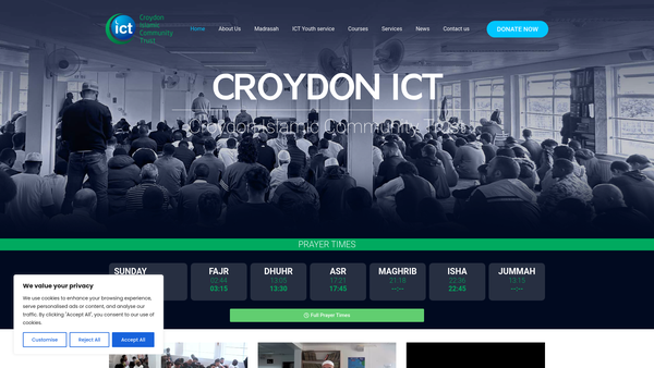 Screenshot of the Croydon Islamic Community Trust website