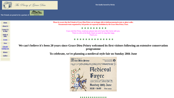 Screenshot of the The Friends Of Grace Dieu Priory website