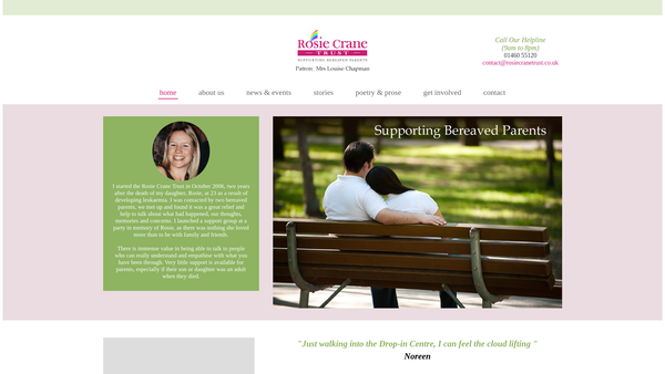 Screenshot of the The Rosie Crane Trust website
