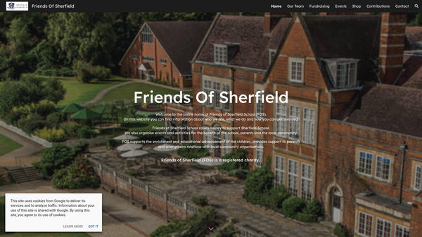 Screenshot of the Friends Of Sherfield website