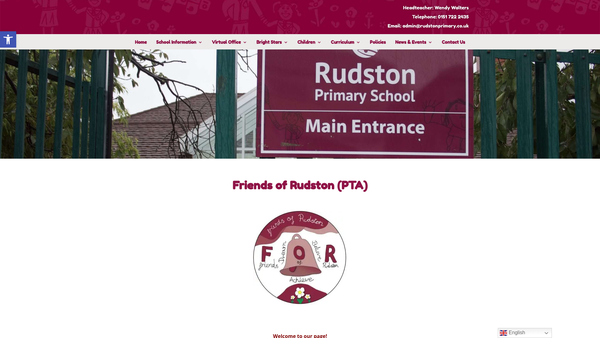 Screenshot of the Rudston Primary School PTA website