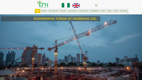 Screenshot of the Engineering Forum Of Nigerians (Efn) website