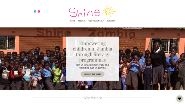 Screenshot of the Shine website