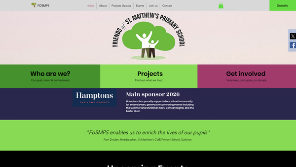 Screenshot of the Friends Of St Matthew's Primary School website
