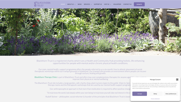 Screenshot of the The Blackthorn Trust website