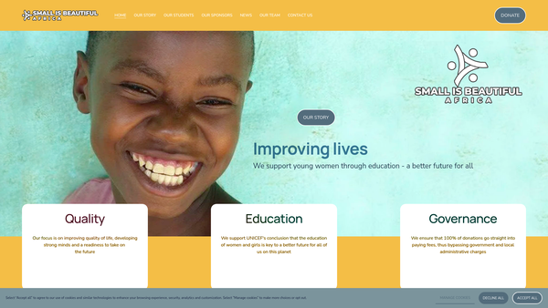 Screenshot of the Small is Beautiful Africa website