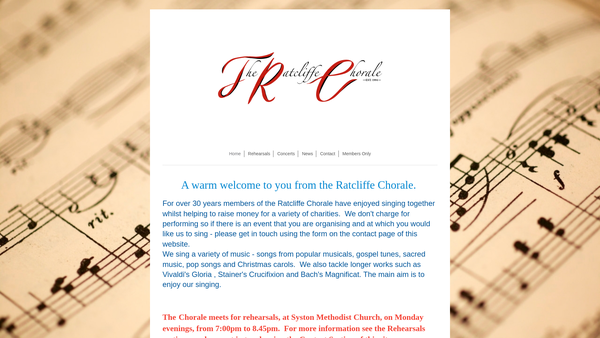 Screenshot of the The Ratcliffe Chorale website
