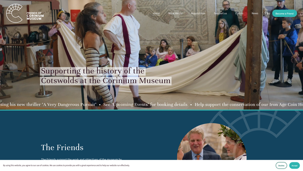 Screenshot of the Friends Of Corinium Museum website