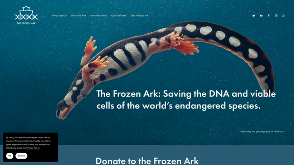 Screenshot of the The Frozen Ark Project website