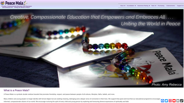 Screenshot of the Peace Mala website