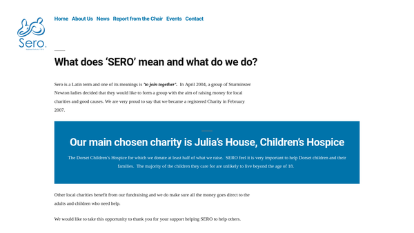 Screenshot of the Sero website