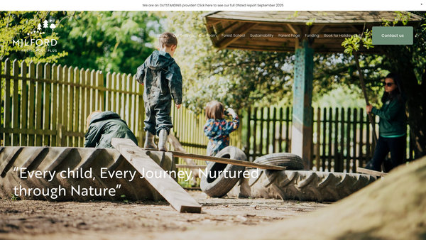Screenshot of the Milford Pre-School Plus Ltd website