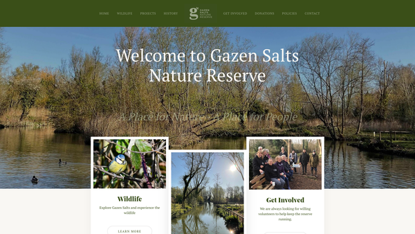 Screenshot of the Gazen Salts Nature Reserve website