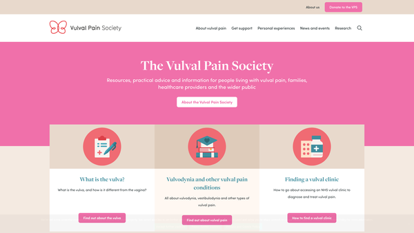 Screenshot of the Vulval Pain Society website