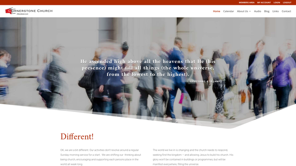 Screenshot of the Cornerstone Church Norwich website