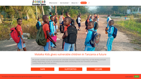 Screenshot of the Malaika Kids UK website