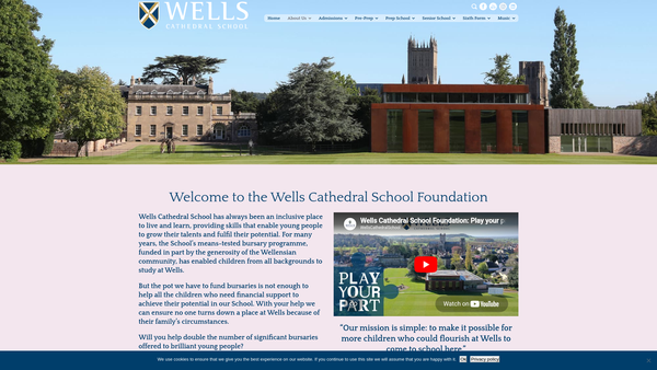Screenshot of the The Wells Cathedral School Foundation website