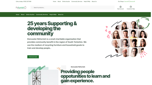 Screenshot of the Doncaster Refurnish website