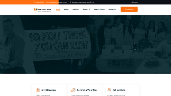 Screenshot of the Book Aid For Africa (Bafa) website