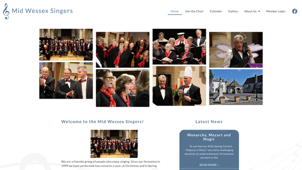 Screenshot of the Mid Wessex Singers website