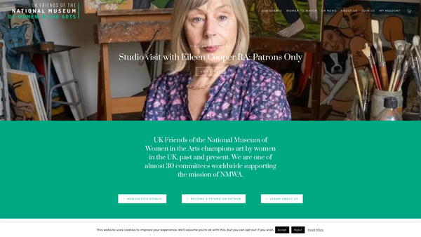 Screenshot of the UK Friends Of The National Museum Of Women In The Arts website