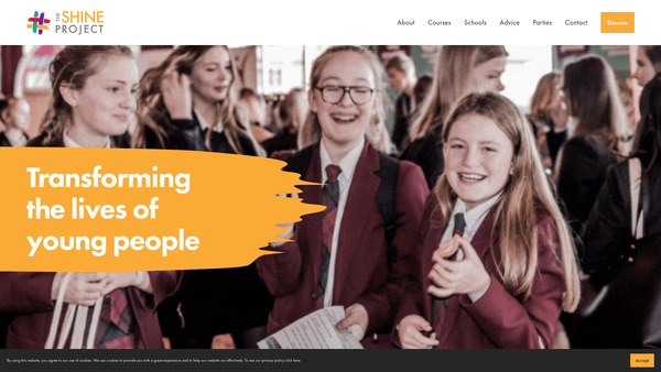 Screenshot of the The Shine Project website