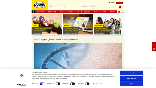 Screenshot of the The Psoriasis And Psoriatic Arthritis Alliance website