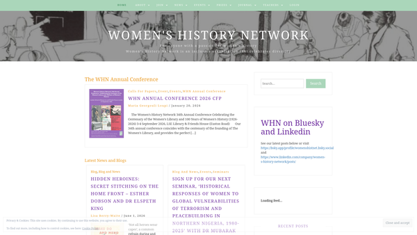 Screenshot of the The Women's History Network website