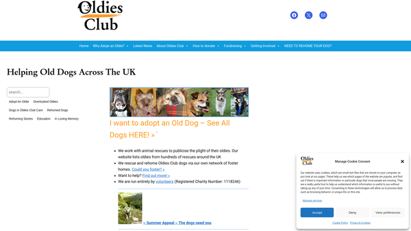 Screenshot of the Oldies Club website