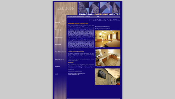 Screenshot of the Angarrack Community Centre website
