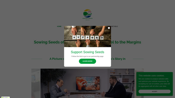Screenshot of the Sowing Seeds Ministries website