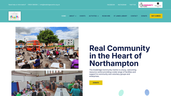 Screenshot of the The Doddridge Centre Limited website