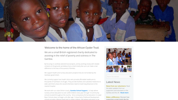 Screenshot of the African Oyster Trust website