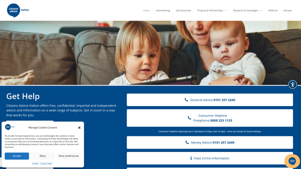 Screenshot of the Halton Citizens Advice Bureau website